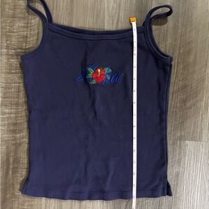 Navy Blue Hawaii Embroidered Tank Top